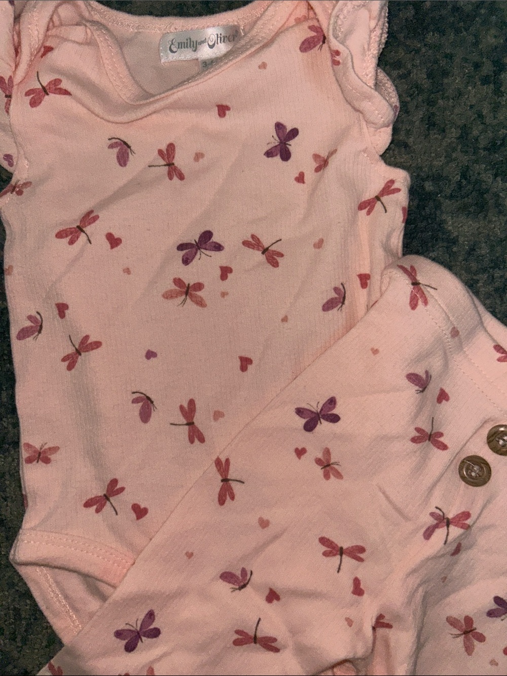 Pink Dragonfly & Heart Ribbed Kids Matching Set - Picture 3 of 3